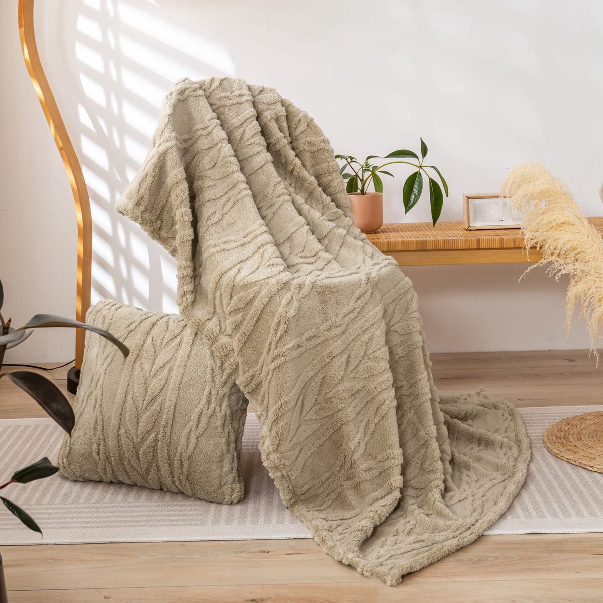 SnelShoppen - YUSOKI Sherpa Plaid - 3D Stijlvol Ontwerp - Super Zacht en Donzig - Warme Deken voor Tieners, Meisjes, Vrouwen, Mannen en Kinderen - Plu