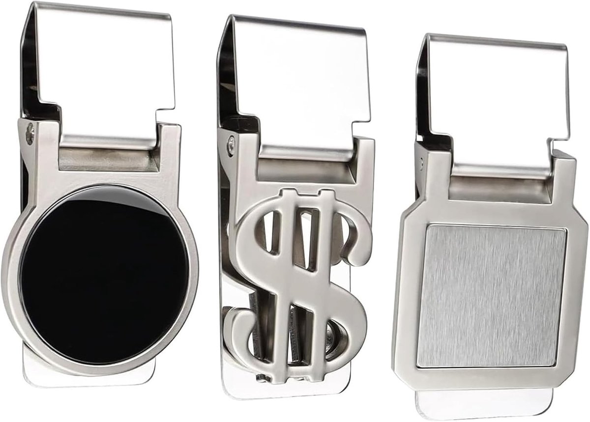 3-delige RVS geldclips set, stijlvolle en duurzame geldclips voor bankbiljetten, visitekaartjes en creditcards, ideaal voor dagelijks gebruik