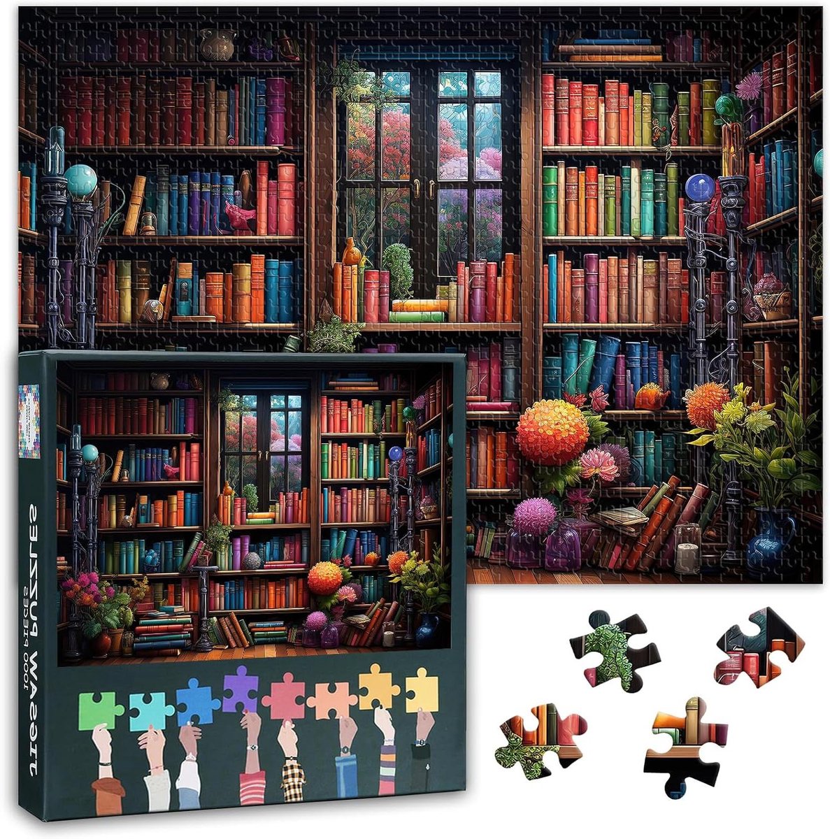 Volwassen Puzzel - Legpuzzel 1000 - Ontspanning Thuis - Kleurrijk Kunstwerk - 70 x 50 cm - Boeken Thema