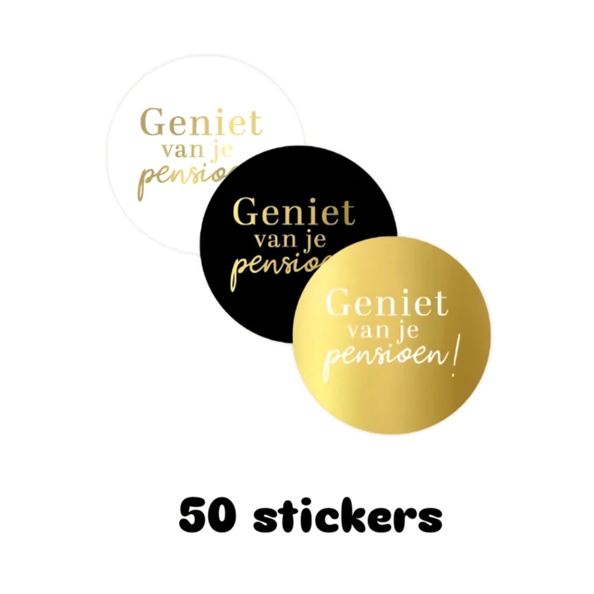 50x sticker - geniet van je pensioen - stoppen met werken - leuk inpakken - Sluitstickers - cadeausticker