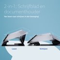 Dubbele weergave van een documenthouder in lees- en schrijfpositie.