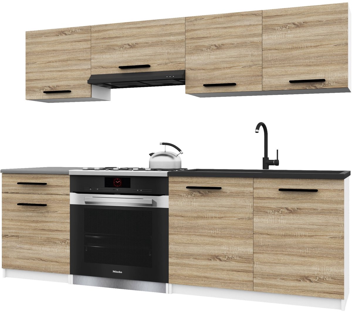 BELINI Keukenblok ITALIA 1 - Keukenmeubel Set 180 cm Sonoma Eiken met Werkbladen - Boven- en Onderkasten
