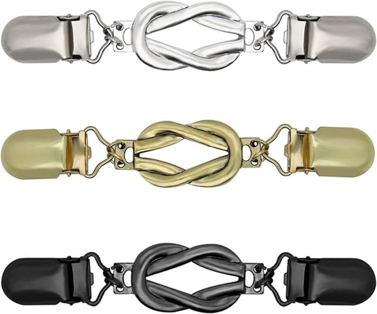 3 Stuks Broche Clip - Vestsluiting voor Dames - Jurk clip - Antislip Broche Clip Met Haakje - Rug Cinch voor Kleding - Kledingclip - LOUZIR