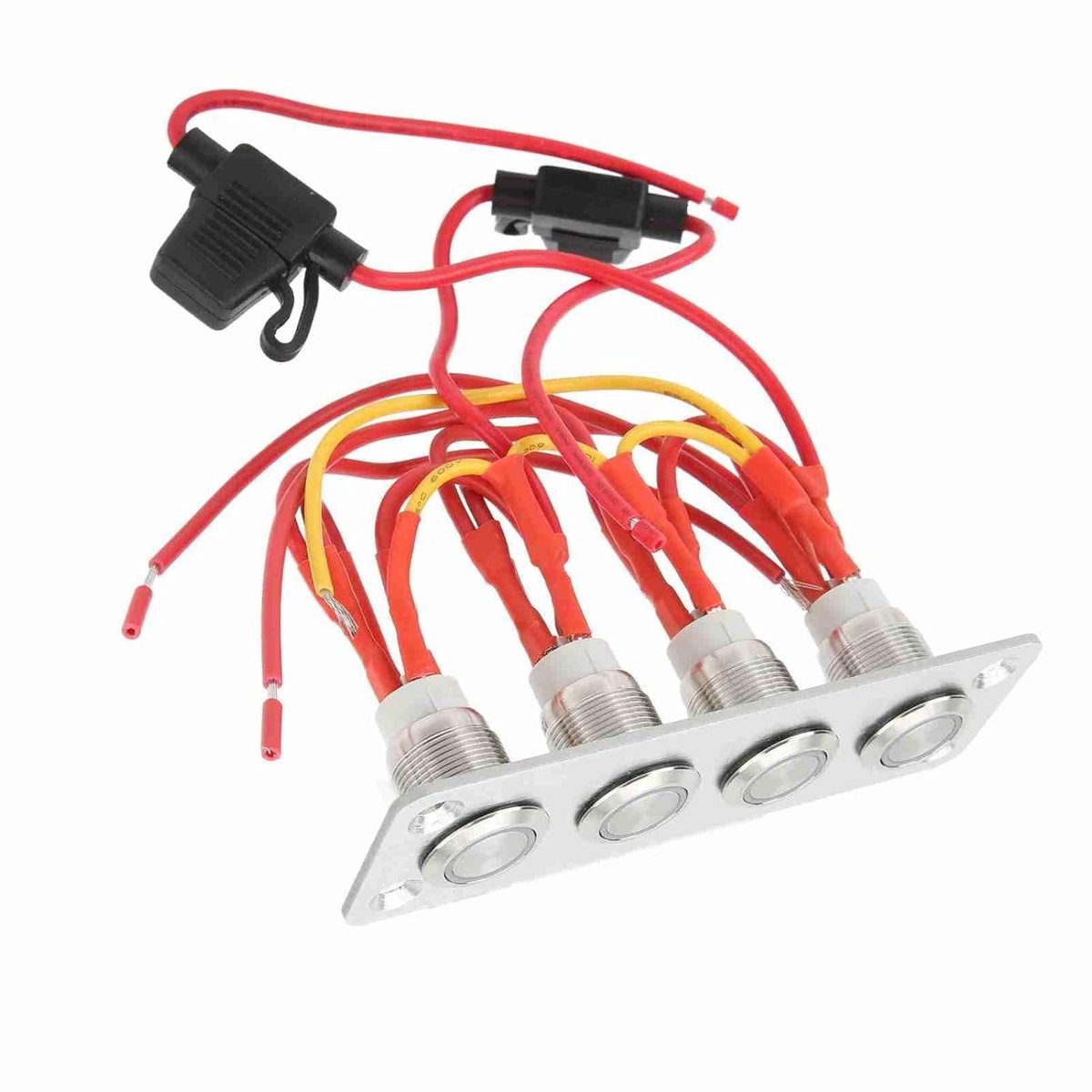 Rocker Switch Paneel 12V 16A 4-Gang On Off Toggle LED Schakelaars voor RV's, Botens en Trucks met Blauw Indicatorlicht en 40 Schakel Labels