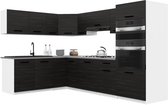 BELINI Keukenblok ITALIA 8 - Keukenmeubel Set 420 cm Ebbenhout met Werkbladen - Boven- en Onderkasten