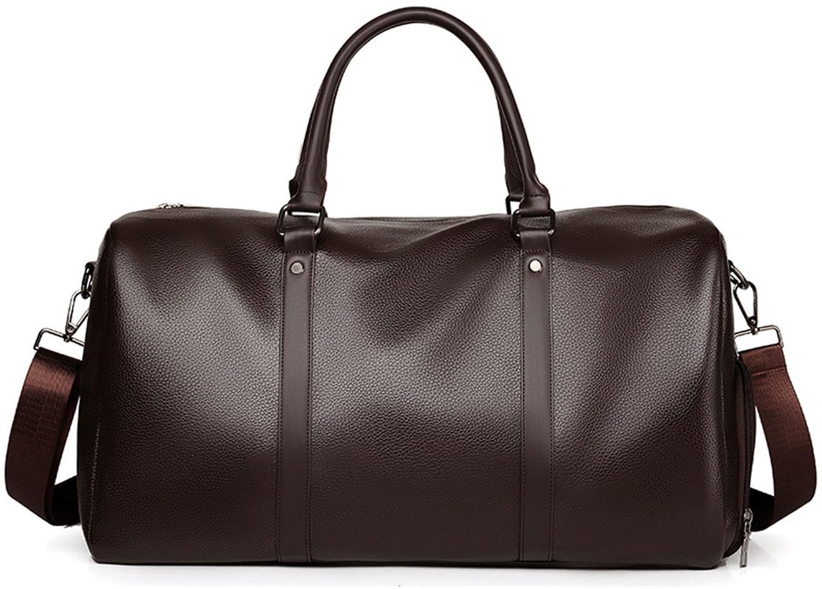 SnelShoppen - FANDARE Ryanair Sporttas, Weekendtas met Schoenenvak, PU-Leer, Handbagage, Bruin, Large, Geschikt voor Fitness, Zwemmen, Vakantie, Reize