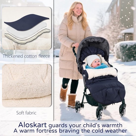 Baby Voetenzak - Kinderwagen Zak - Winterse Uitjes - Dubbellaags Ontwerp - 100 cm - Grijs — afbeelding 4