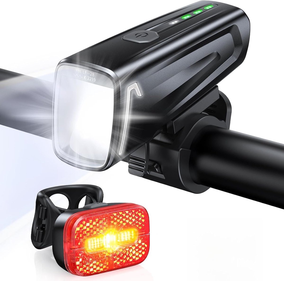 SnelShoppen - Fietsverlichtingsset 60 lux Superhelder Fietslicht Voor en Achterlicht StVZO-goedgekeurd Waterdicht IPX5 USB-oplaadbaar Navigatielampjes