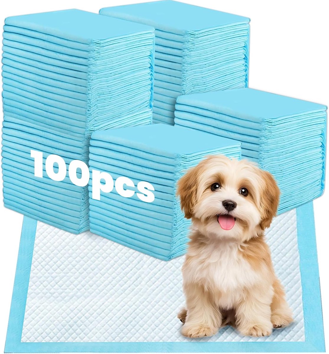 SnelShoppen - Hondentrainingspads 60 x 60 cm, 100 stuks wegwerponderleggers, ultra absorberend, lekvrij en geurloos, blauwe PIPI-matten voor puppy's e