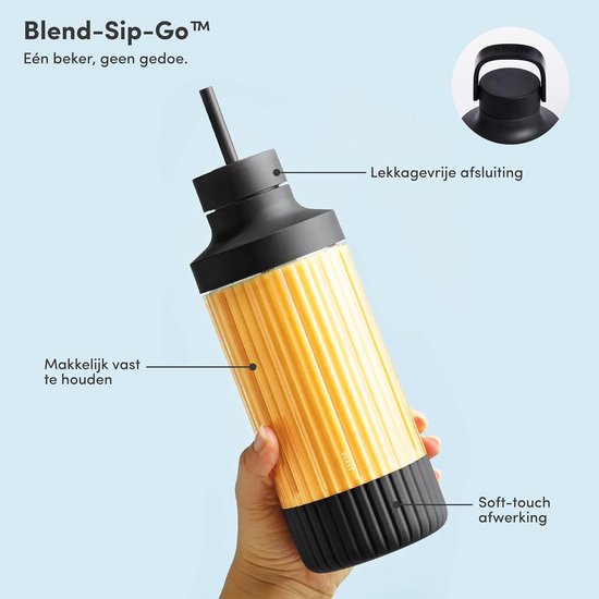 Krachtige Blender - Smoothie Maker - Gezonde Dranken Maken - 3 To-Go Bekers - 850 Watt - Zwart — afbeelding 3
