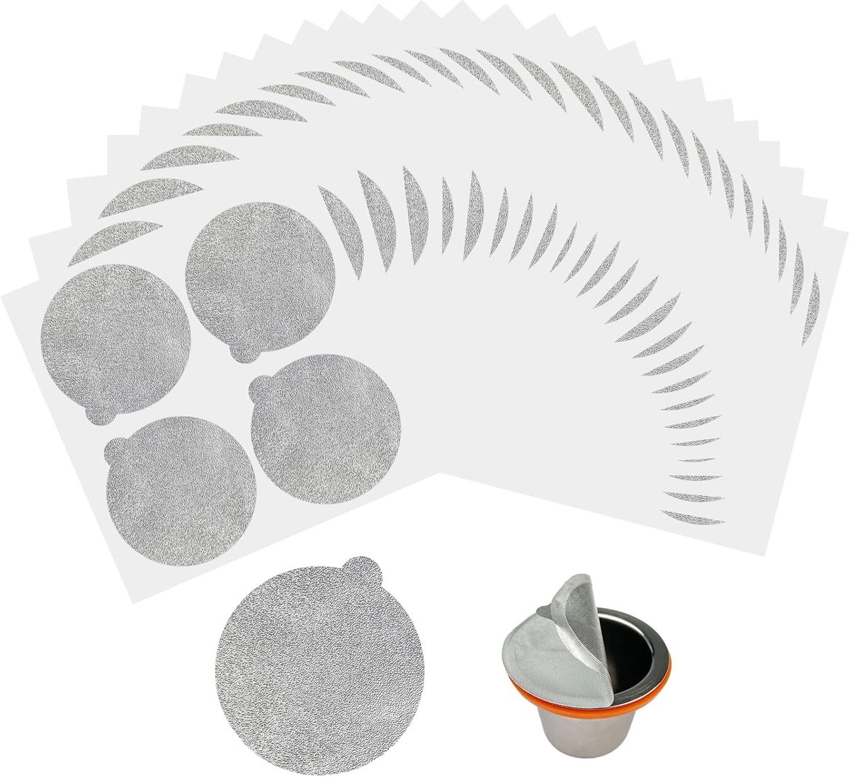 Aluminium Folie Lijmdeksels 37 mm voor Nespresso Vertuo Capsules, Herbruikbare Koffiecapsules, Zelfklevende Folie, Gemakkelijk Vullen en Geen Restanten