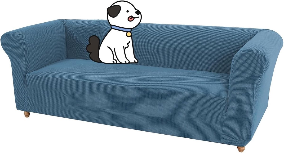 Hoogwaardige Rekbare Antislip Spandex Bankhoes voor Honden, Katten en Meubels - Bescherming voor 4-Zits Bank, Luxe Sofa Cover in Blauw