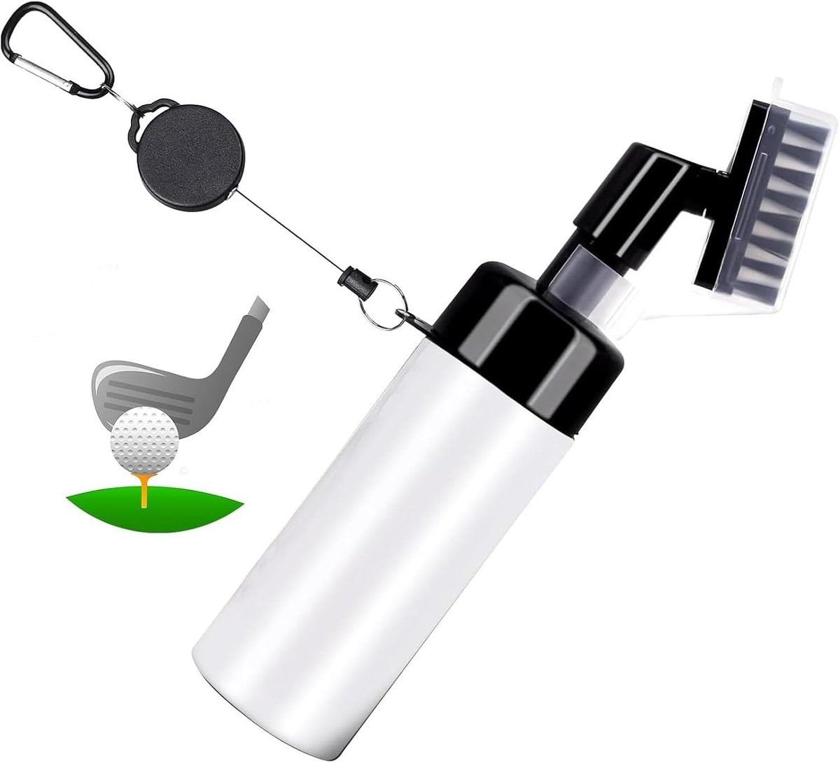 Golfclub Reinigingsborstel met Water Spray, Inklapbare Borstel met Haak voor Golfaccessoires, Ideaal voor Onderhoud van Golfclubs en Verbeteren van Prestaties