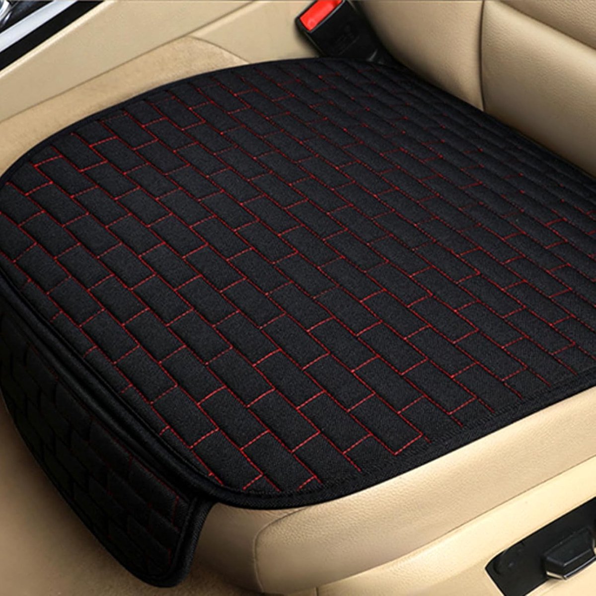 Zitkussen voor Auto met Antislipbodem, Universele Voorstoelen, Ademend en Duurzaam, Ideaal voor Autostoel en Bureaustoel, 51 x 50 cm, Comfortabel en Ondersteunend