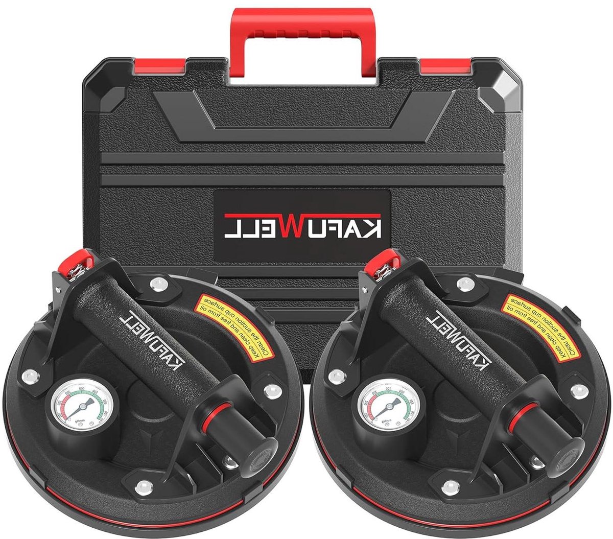 Vacuüm zuignappen - Glaslifters Tegeldragers - Materiaal Verplaatsen - Met Manometer - 200 kg per stuk - Zwart