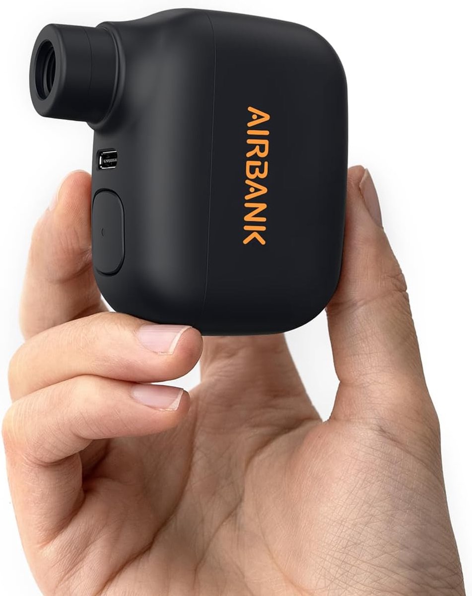 SnelShoppen - AIRBANK Mini-fietspomp Pocket SE, 100 psi elektrische fietspomp voor racefietsen, draagbare fietspomp voor Schrader- en Presta-ventielen