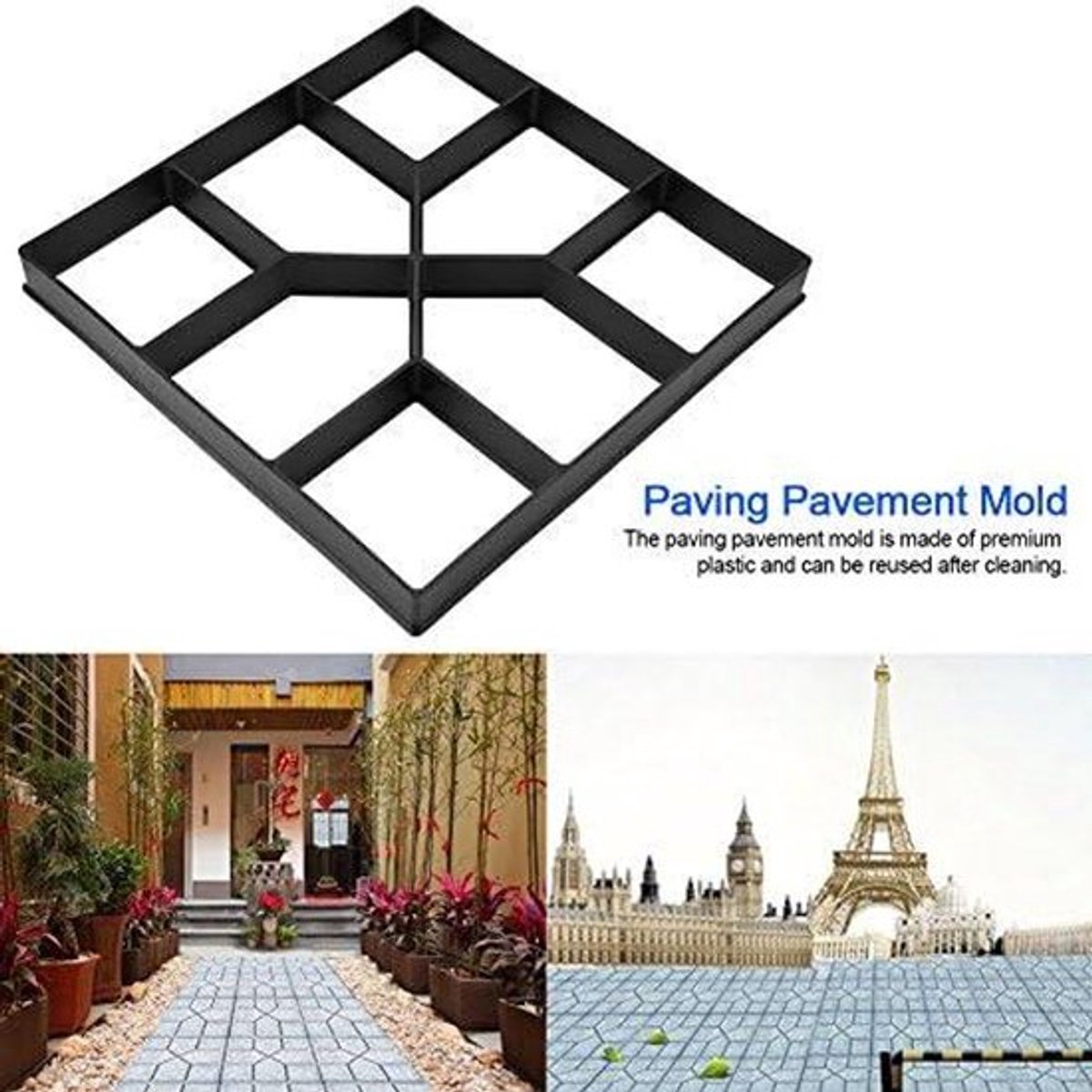 Betonmal voor Tuinpad en Vloertegels - Kunststof Schimmel voor Eigen Steenvorm - Wandelpad Maker voor Gazon - 40 x 40 cm