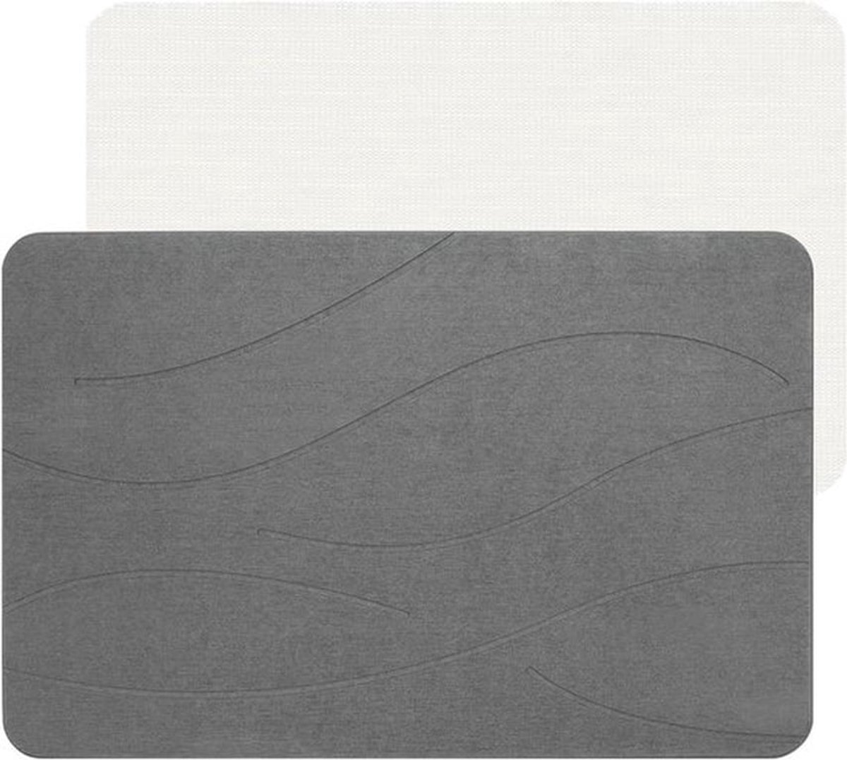 Diatomiet Badmat - Sneldrogende Natuurlijke Steenmat, Waterabsorberende Badkamer- en Keukenmat, Makkelijk Schoon te Maken (Ripple Grey, 60 X 38cm)