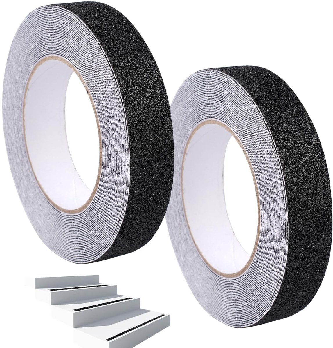 Zelfklevende Antislip Tape - 2 Rollen van 2,5 cm x 10 m - Waterdicht, Hoge Grip, Ideaal voor Trappen en Buitengebruik