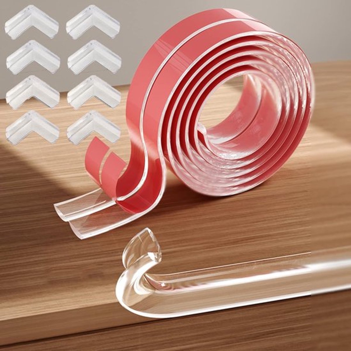 Transparante Hoekbescherming voor Baby's, Siliconen Randbescherming met Plakstrip, Veiligheid voor Kinderen met 4 Hoeken en 2 Meter Lengte