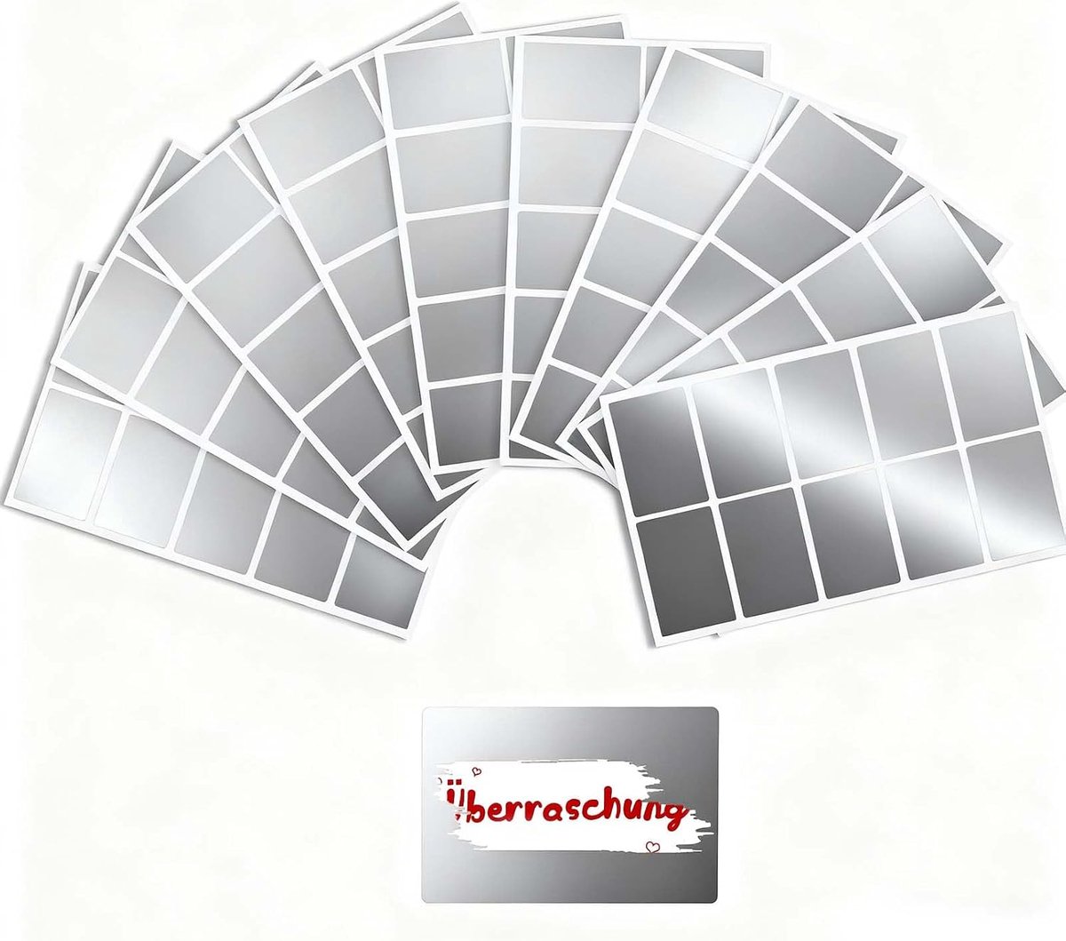 100 zelfklevende Krasstickers - krasstickers voor kraskaart - krasstickers zilver - krassen - sticker - verrassing - zelf krasplaatjes maken - etiketten - rechthoekig, DIY kraskaarten voor geheime boodschappen - 58x35mm