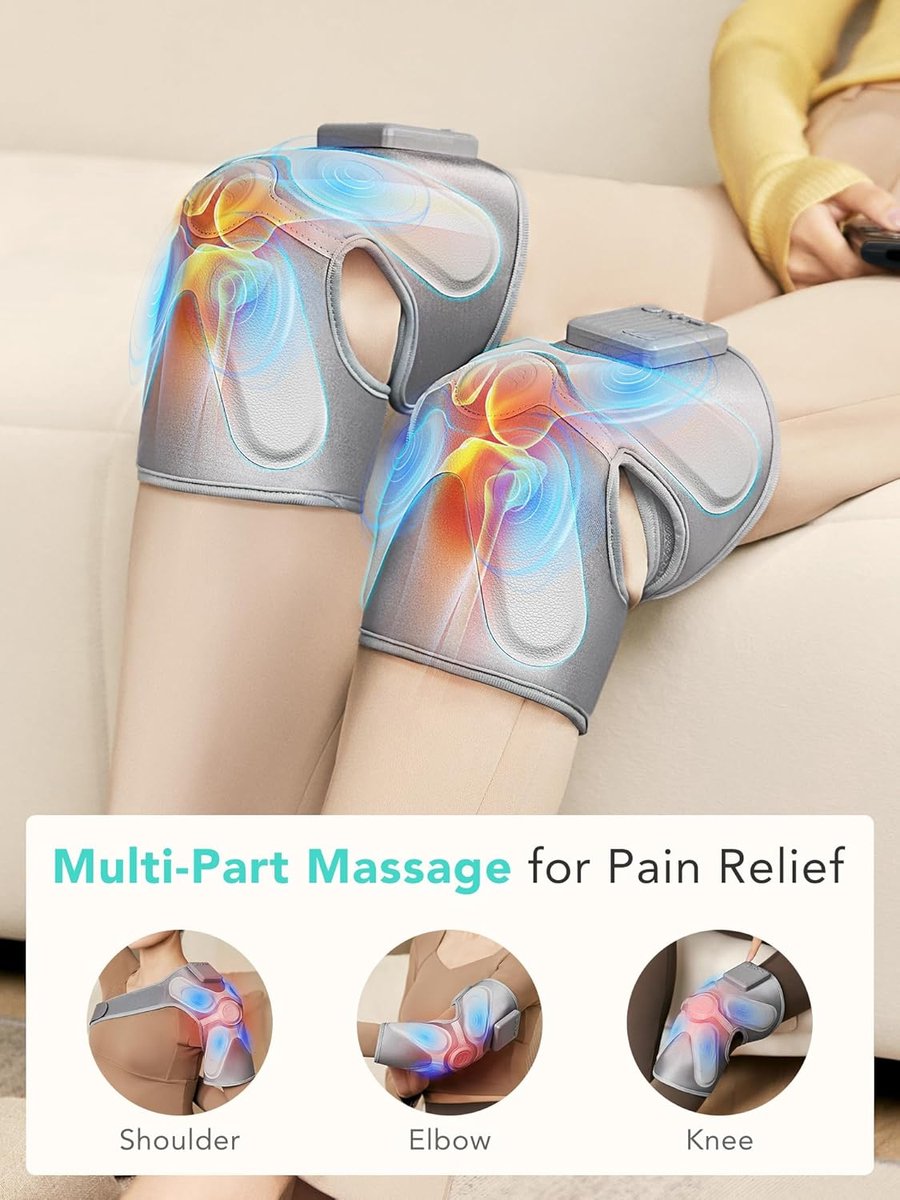 Verwarmd Knieapparaat - Kniebandage Massage - Spierherstel Warmte - Draadloos Ontwerp - 15x12x25 cm - Grijs — cadeau in Cadeau-ideeën - foto 4