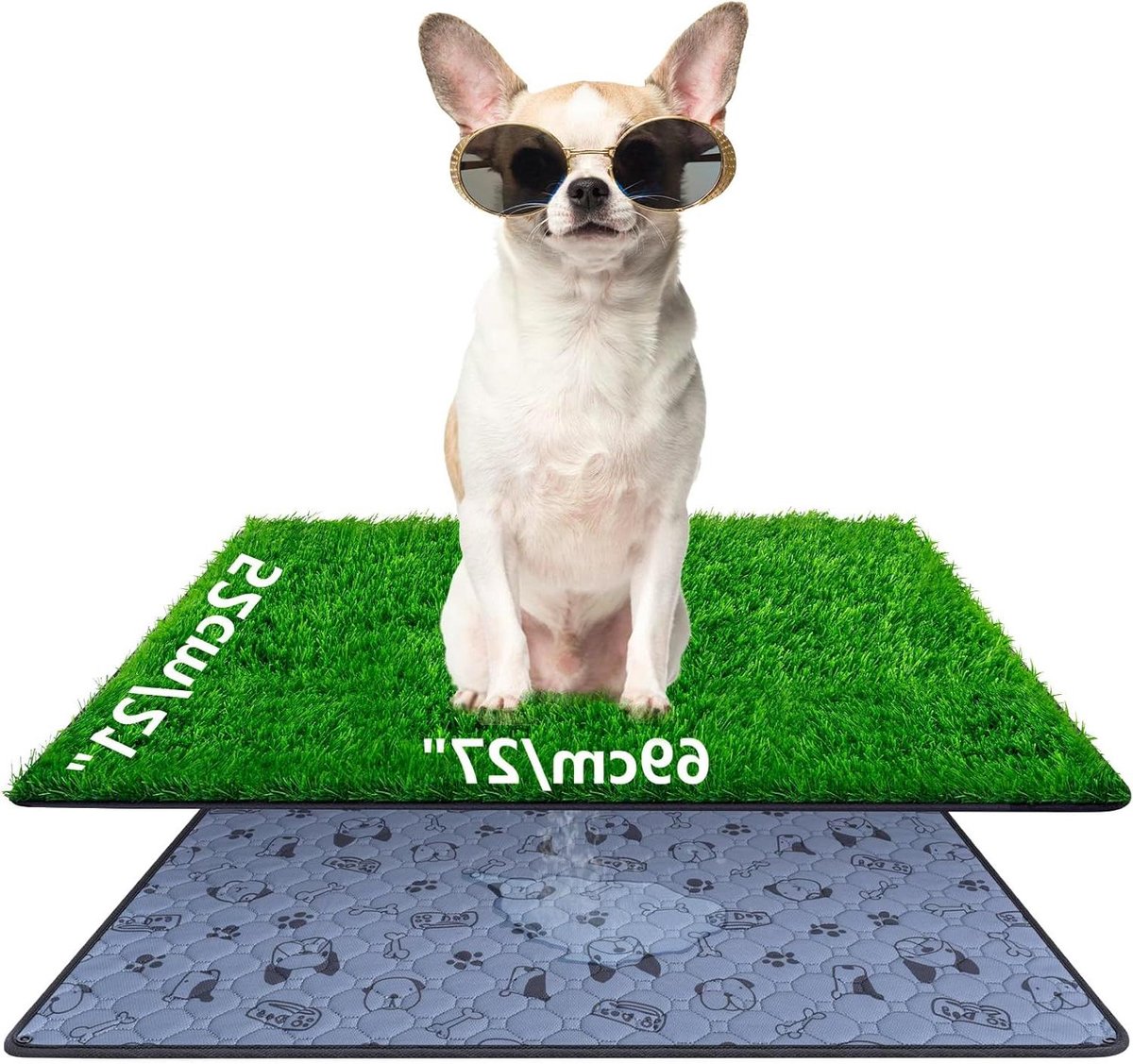 Hondenpotje Gazon - Kunstgras Mat - Zindelijkheidstraining Puppy - Superieure Drainage - 69x52 cm - Groen