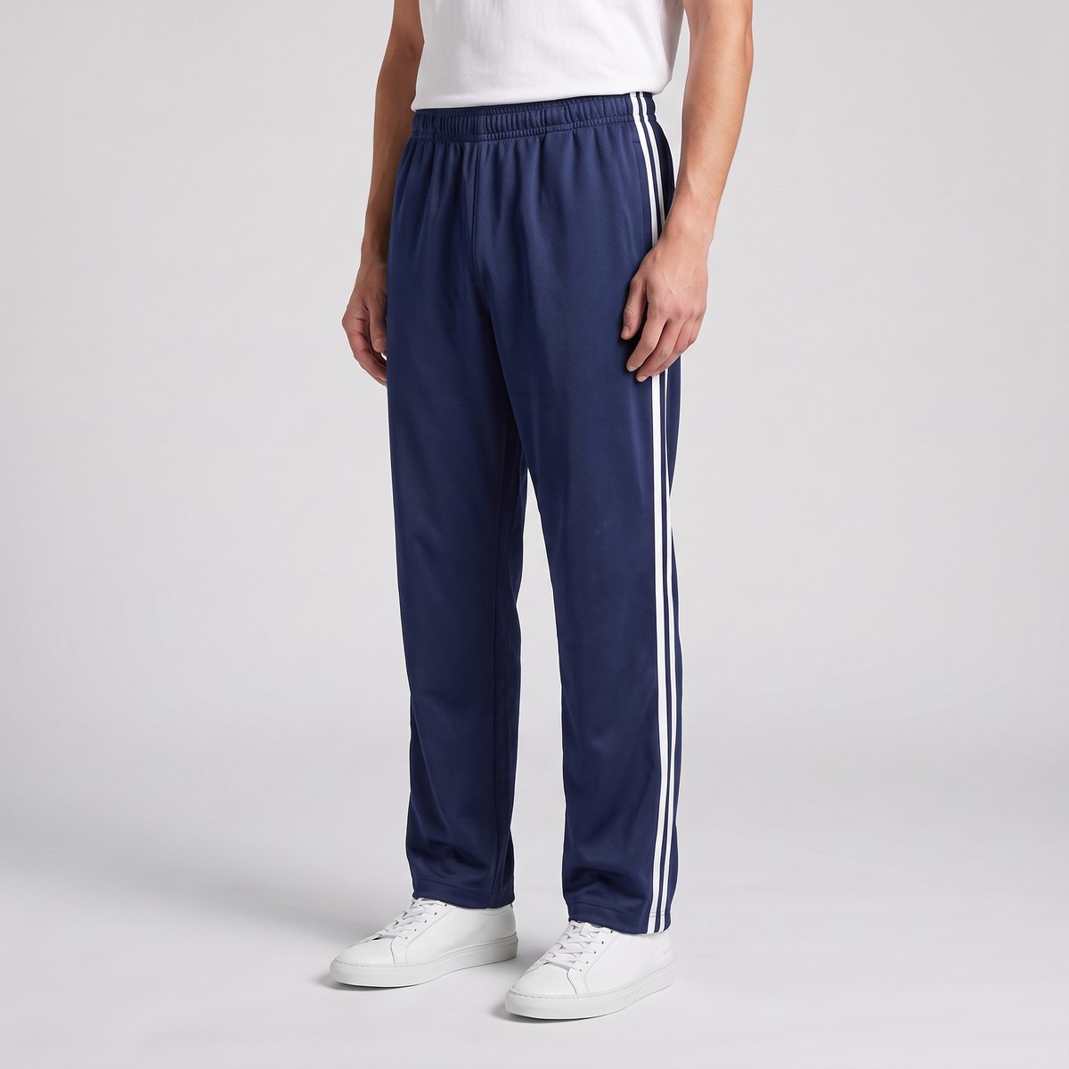 Saphira RUN Herenbroek – Donkerblauw met Witte Zijstrepen, Mesh Polyester – Maat 3XL