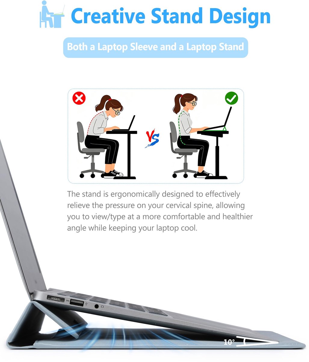 SnelShoppen - Laptophoes Sleeve 15 Inch voor MacBook Air en Pro, Lichtblauw met Smiley, Waterbestendig, Schokbestendig, Ideaal voor School en Werk