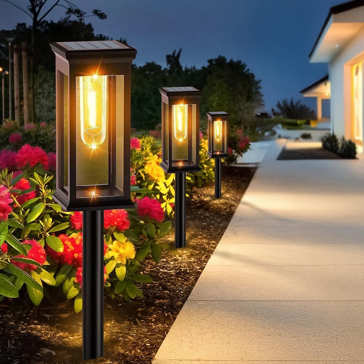 Solar Tuinverlichting Pad - 2 Stuks - Tuinfakkels Op Zonne Energie -Buitenlampen Op Zonne-Energie - Zwart