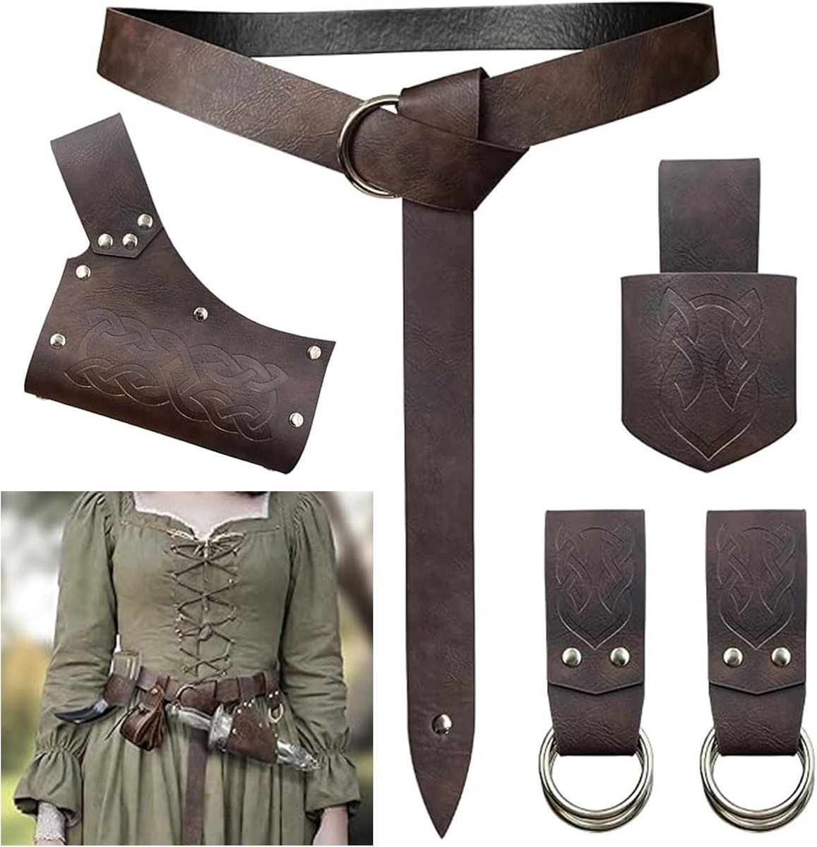 Cosplay-riem met holster en zwaardhouder, 5-delige uitrusting voor kostuums, feest en theater voor dames en heren