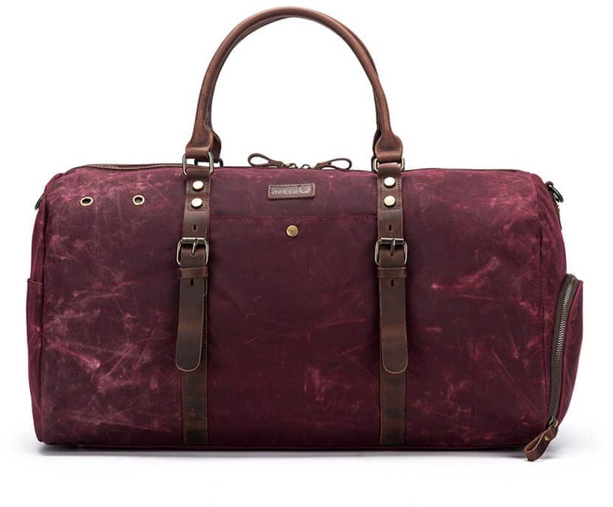 SnelShoppen - Canvas Weekendtas Rood 55,9 x 30,5 x 25,4 cm - Ruime Reistas voor Vakantie, Weekendjes Weg, Sport en Dagjes Uit