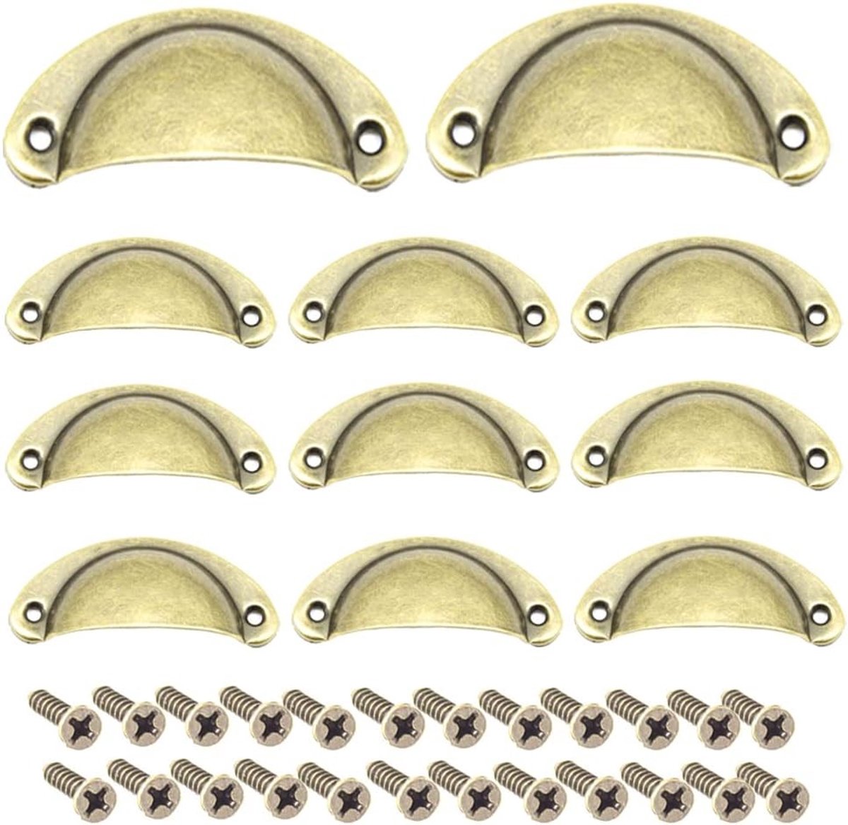 12 Stuks Schelp Handgrepen voor Laden en Kasten met Schroeven voor Keuken en Meubels (Brons)
