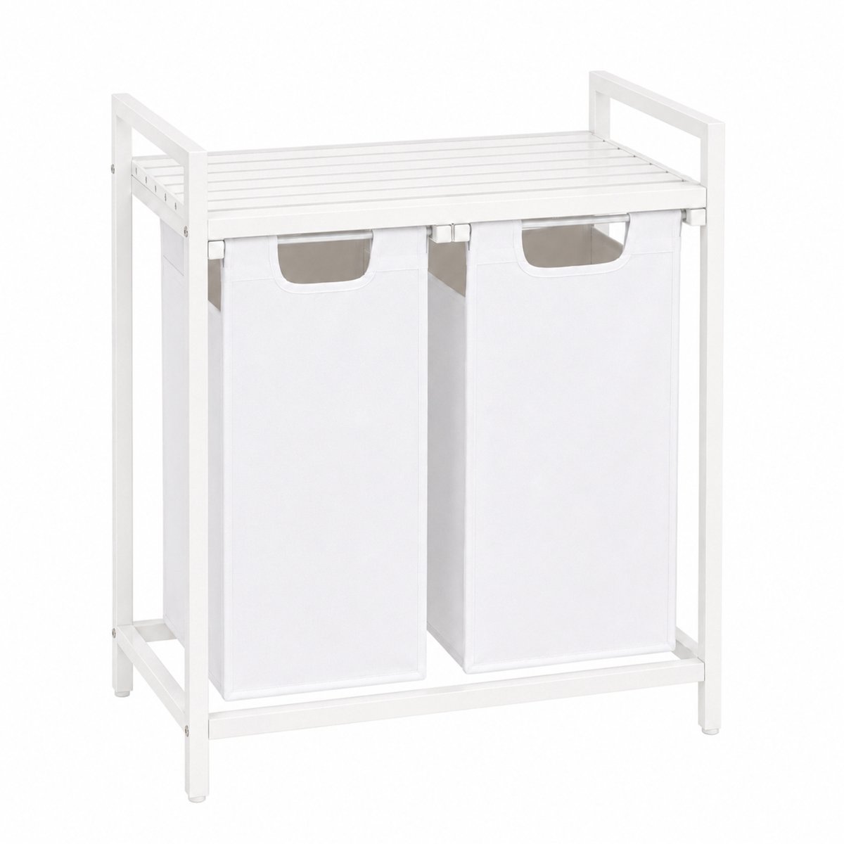 Begryf Wasmand - metaal stof - wit 92 l - 2 wakken - bovenplank - 73 x 33 x 71 cm - 92l
