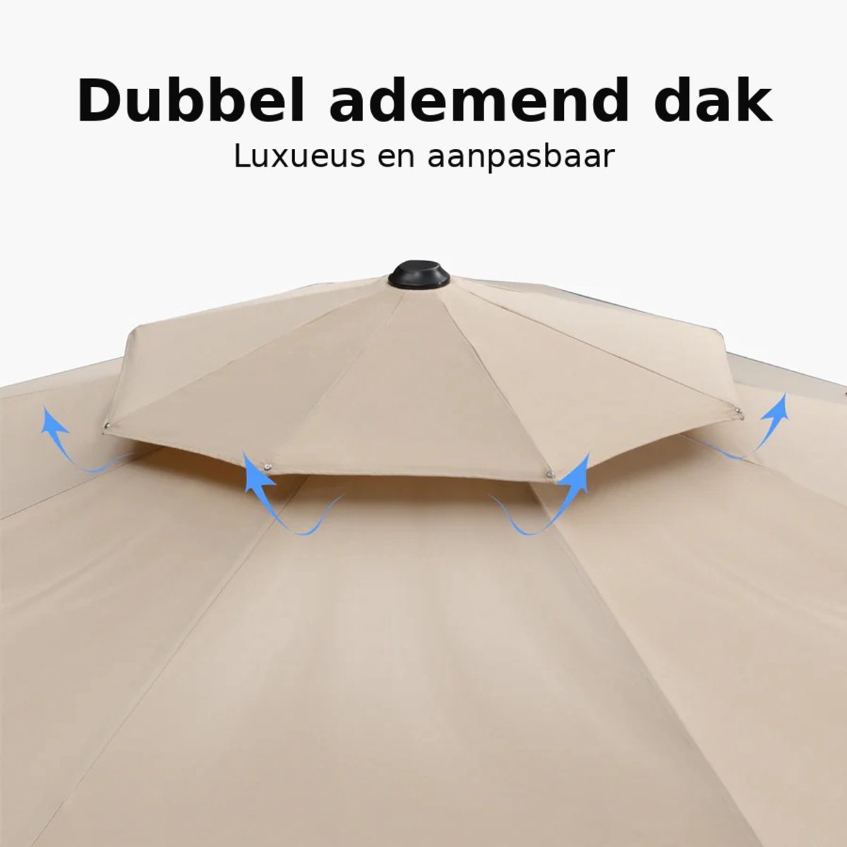 Purple Leaf Parasol rond déporté double toit Ø400 cm - Kaki