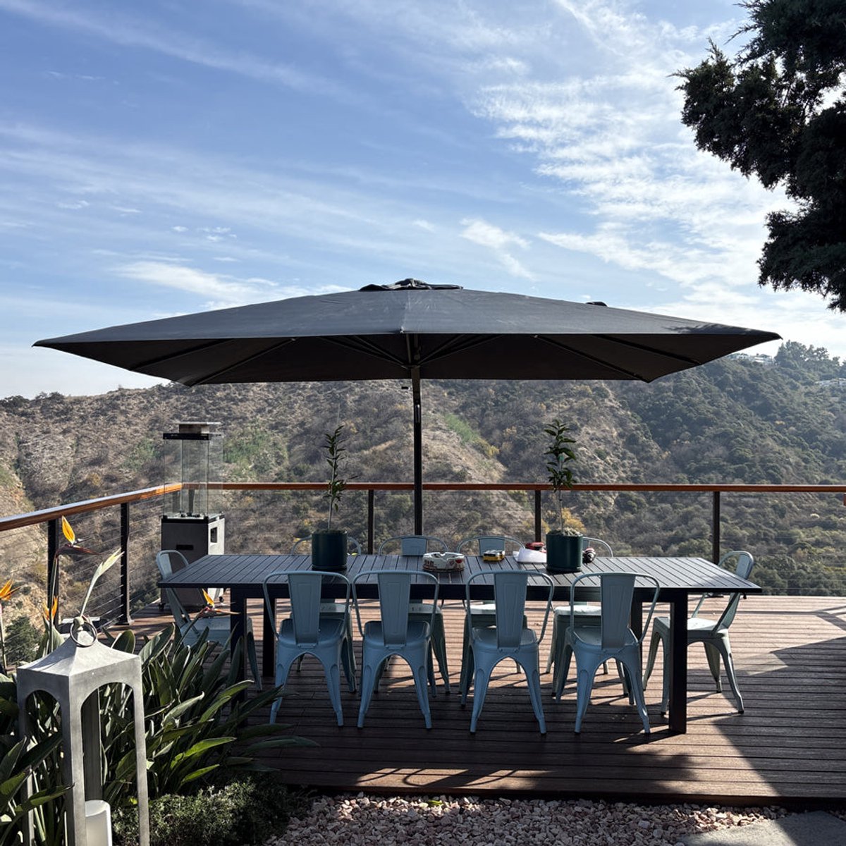 Purple Leaf Zweefparasol met slinger 450x350 cm - Grijs