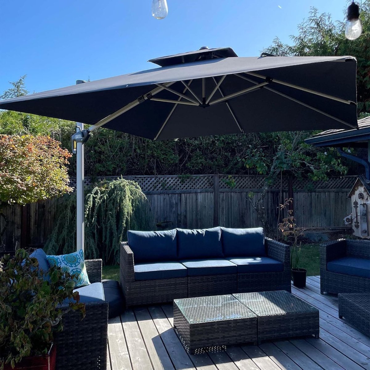 Purple Leaf Zweefparasol met dubbel dak 330x270 cm - Grijs