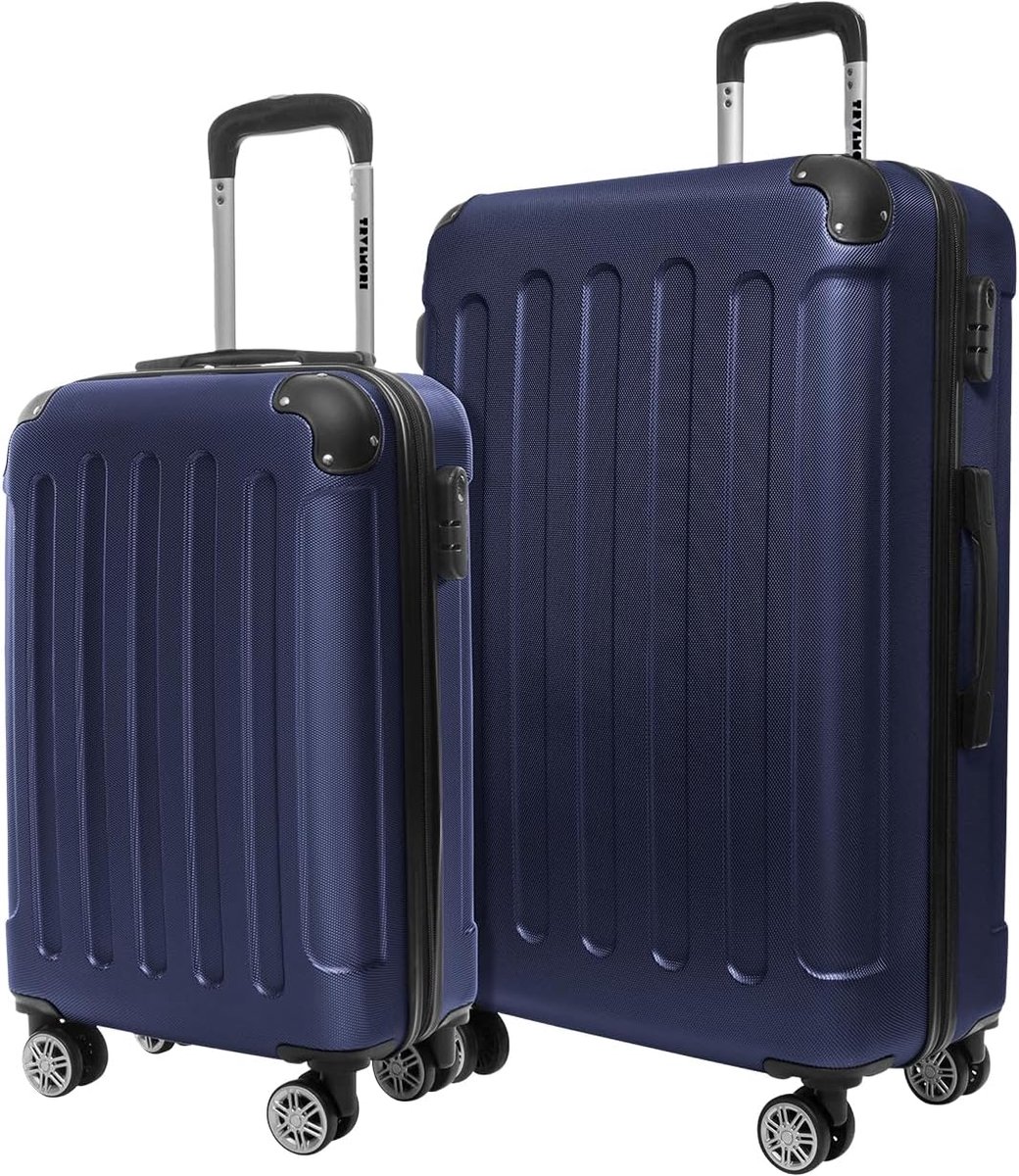 SnelShoppen - TRVLMORE Kofferset 2 Delig - 38L Handbagage en 110L Ruimbagage - Lichtgewicht Trolley Set - Donkerblauw Reiskoffers voor Vakantie en Wee