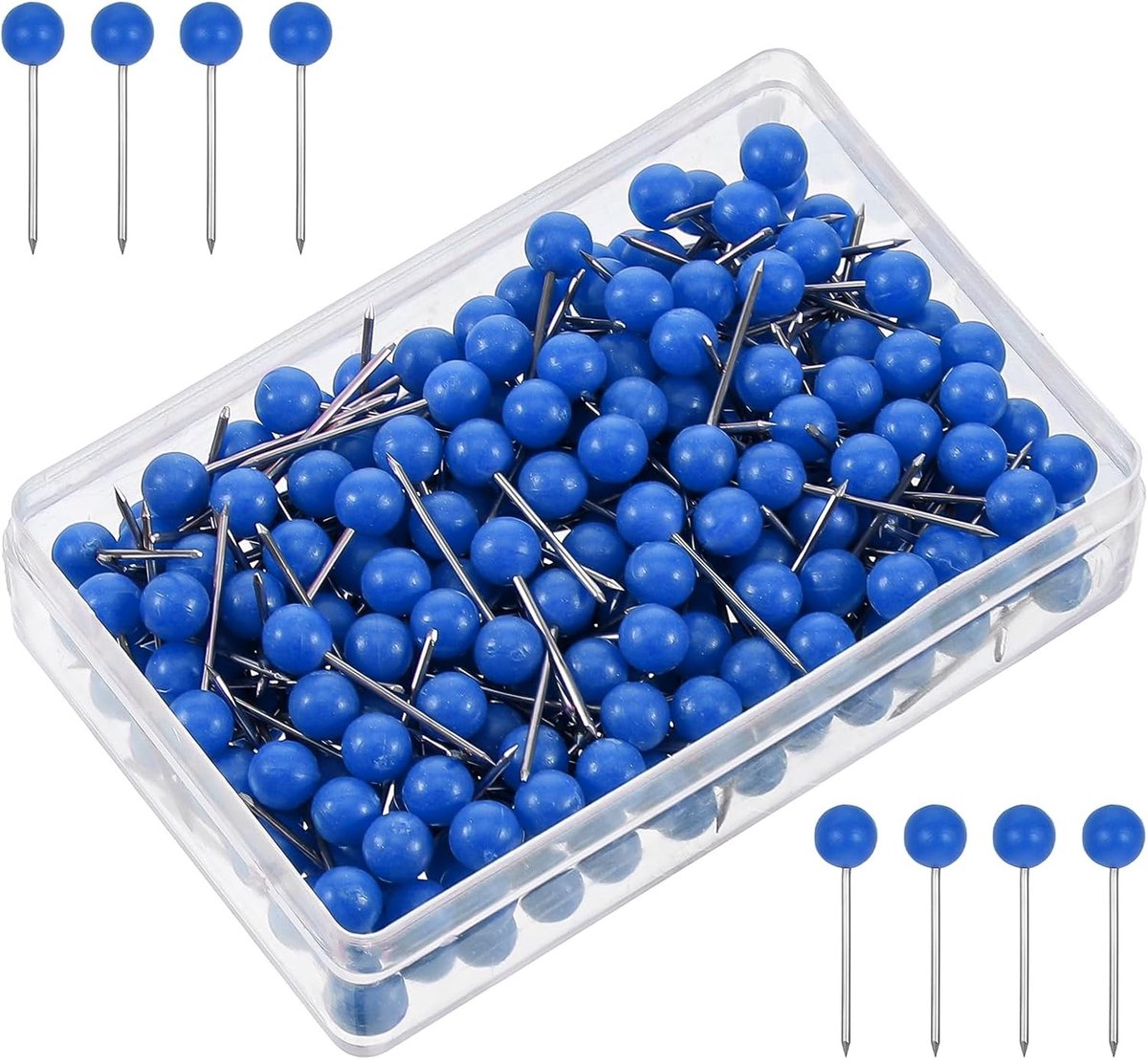 200 stuks blauwe drukspelden voor kaarten, foto's en bulletin boards - kleine ronde kop spijkers voor DIY projecten en kantoor gebruik