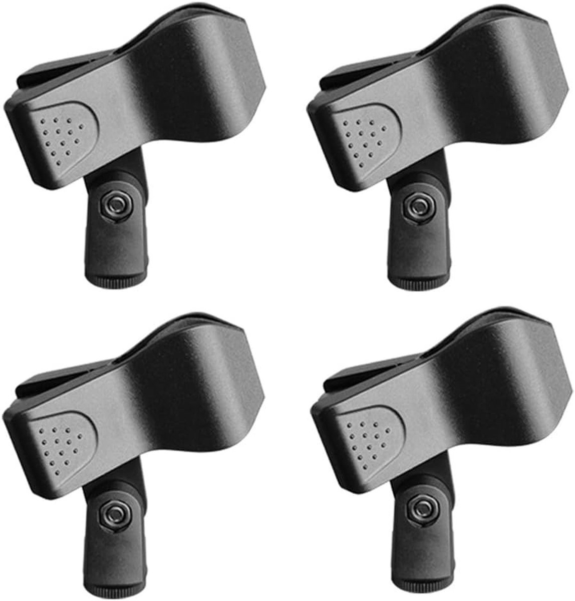 Set van 4 Microfoonclips en Microfoonhouder - Geschikt voor de meeste Bedrade en Draadloze Microfoons - Perfect voor Podiumgebruik en Opnames