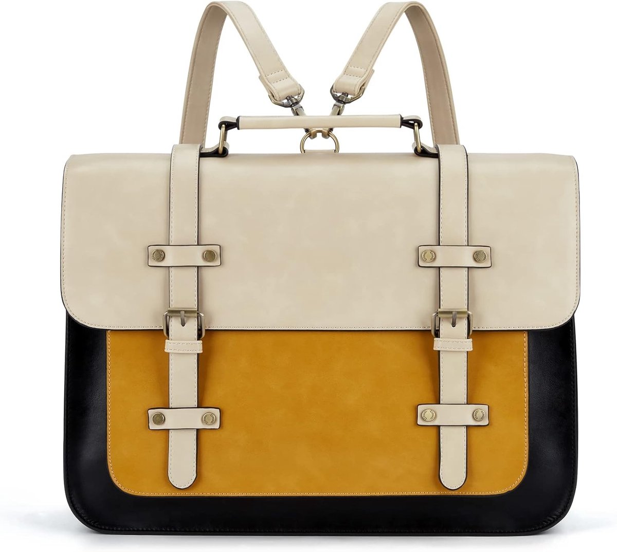 Elegante 15.6 Inch Laptoptas voor Vrouwen van PU Leer met Verstelbare Schouderbanden, Ideaal voor School en Werk, Vintage Ontwerp voor Studenten en Docenten