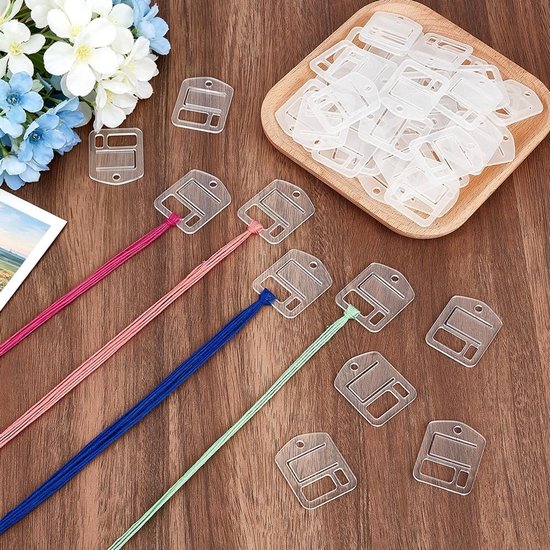50 Stuks Transparante Acryl Borduurzijde Spoelen, 2x4cm Rectangles voor Draadopslag en Handwerk Accessoires — afbeelding 3