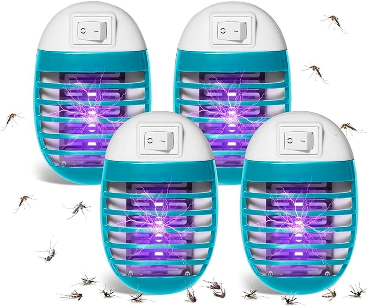 SnelShoppen - Professionele Elektrische Vliegenbescherming, Anti-Muggenlamp, 4 Stuks, UV-Licht Insecticide voor Binnen, Vliegenvernietiger voor Slaapk