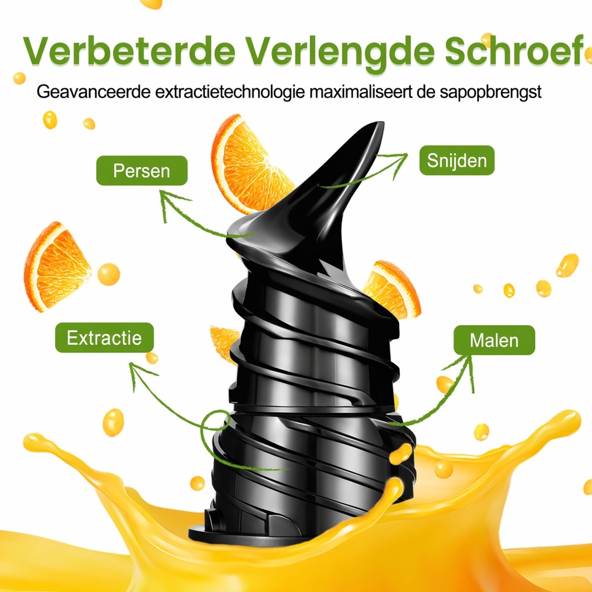 Ventray MAX120 Slowjuicer - Koudpers Juicer - Stil - Hoog Saprendement - Zwart thumbnail 5