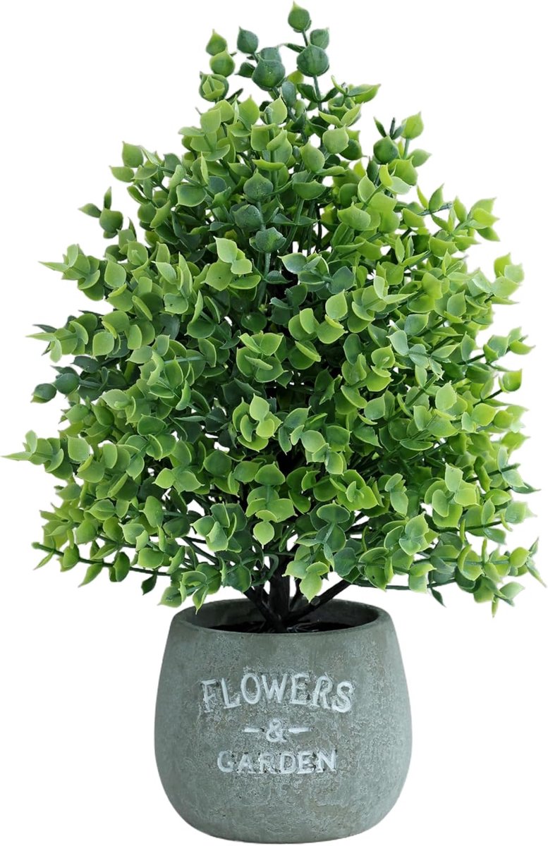 SnelShoppen - Kunstplant Eucalyptus 30 cm in Pot, Kunststof Groen voor Binnen, Decoratie voor Thuiskantoor, Tafel, Bureau, Badkamer, Plank