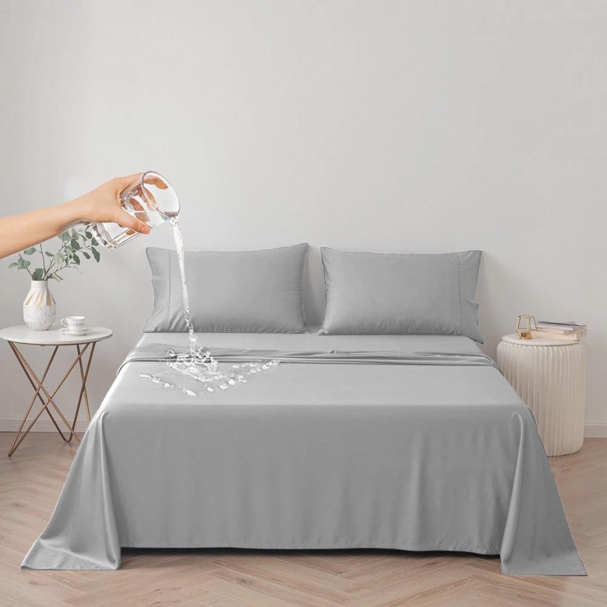 SnelShoppen - 100% Waterdichte Beschermende Deken of Voering voor Bed, Matrasbeschermer, Herbruikbare Onderlegger, Beddenlakenbescherming - Grijs, Kon