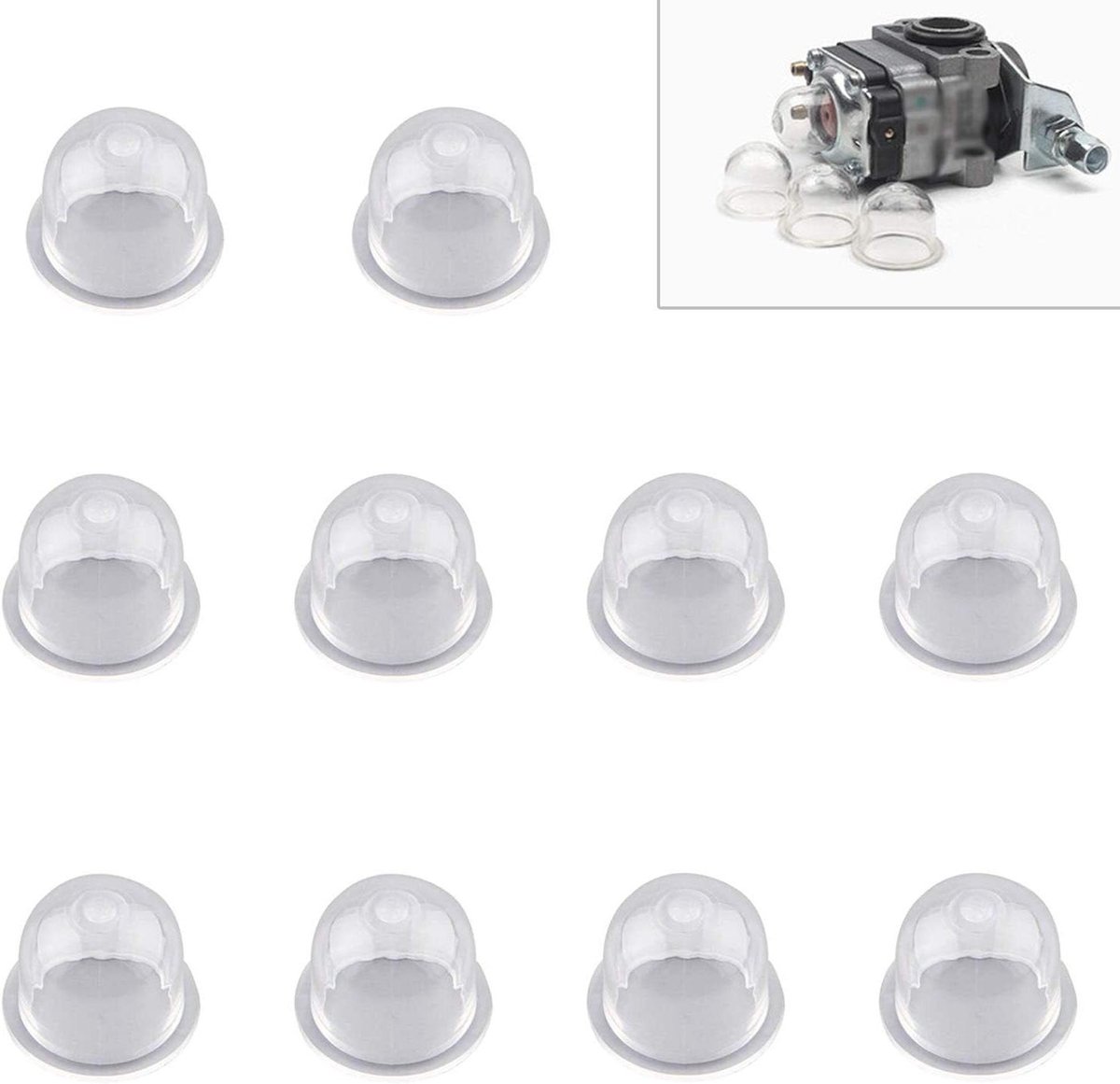 Bougiecapsule Primerpomp - Brandstofpomp Kit - Motoren Onderhouden - Hoogwaardig Rubber - 10 Stuks - Transparant