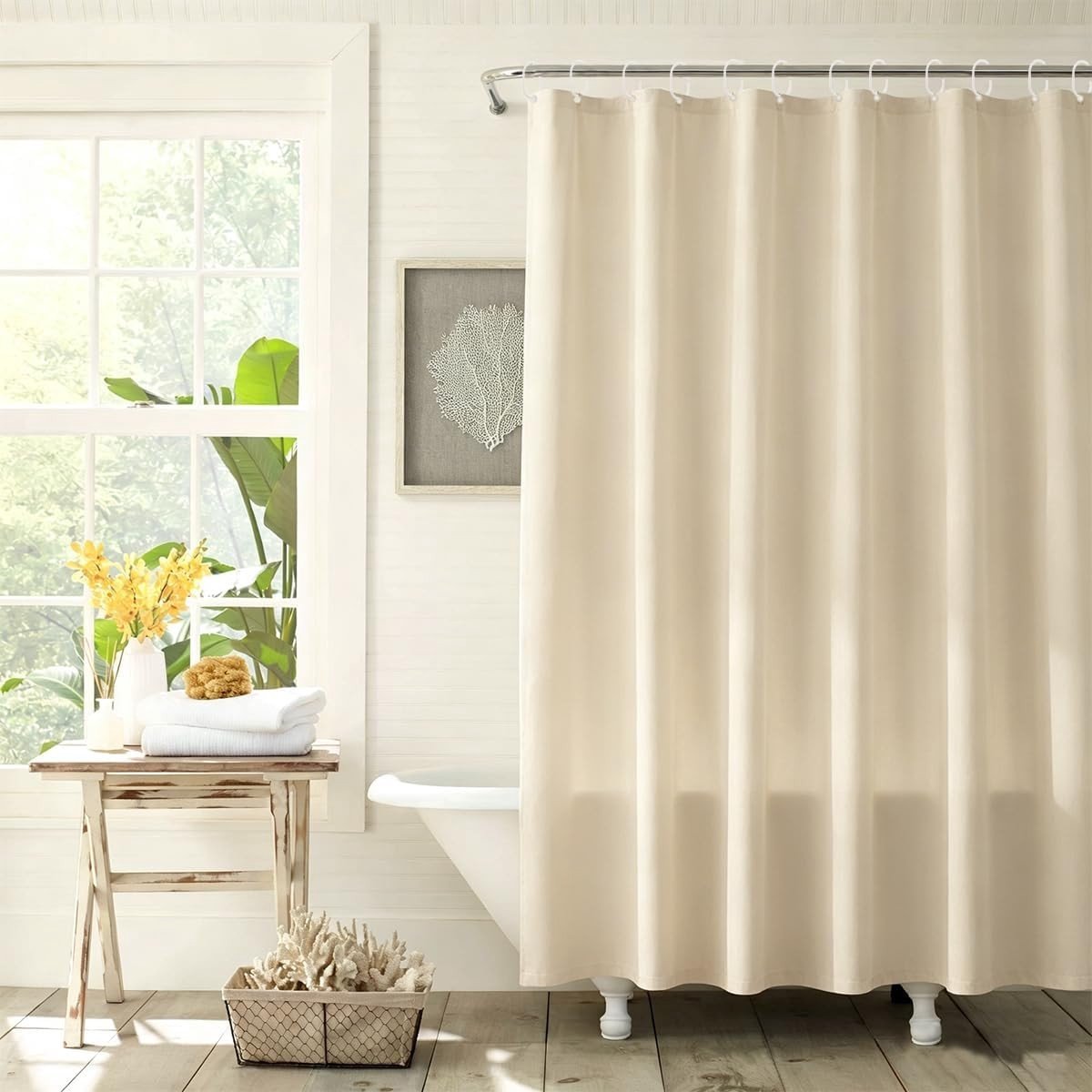 Wasbaar Douchegordijn 180 x 180 cm van PEVA, Waterdicht en Schimmelbestendig, Inclusief 12 Ringen voor Badkamers, Keukens en Balkons