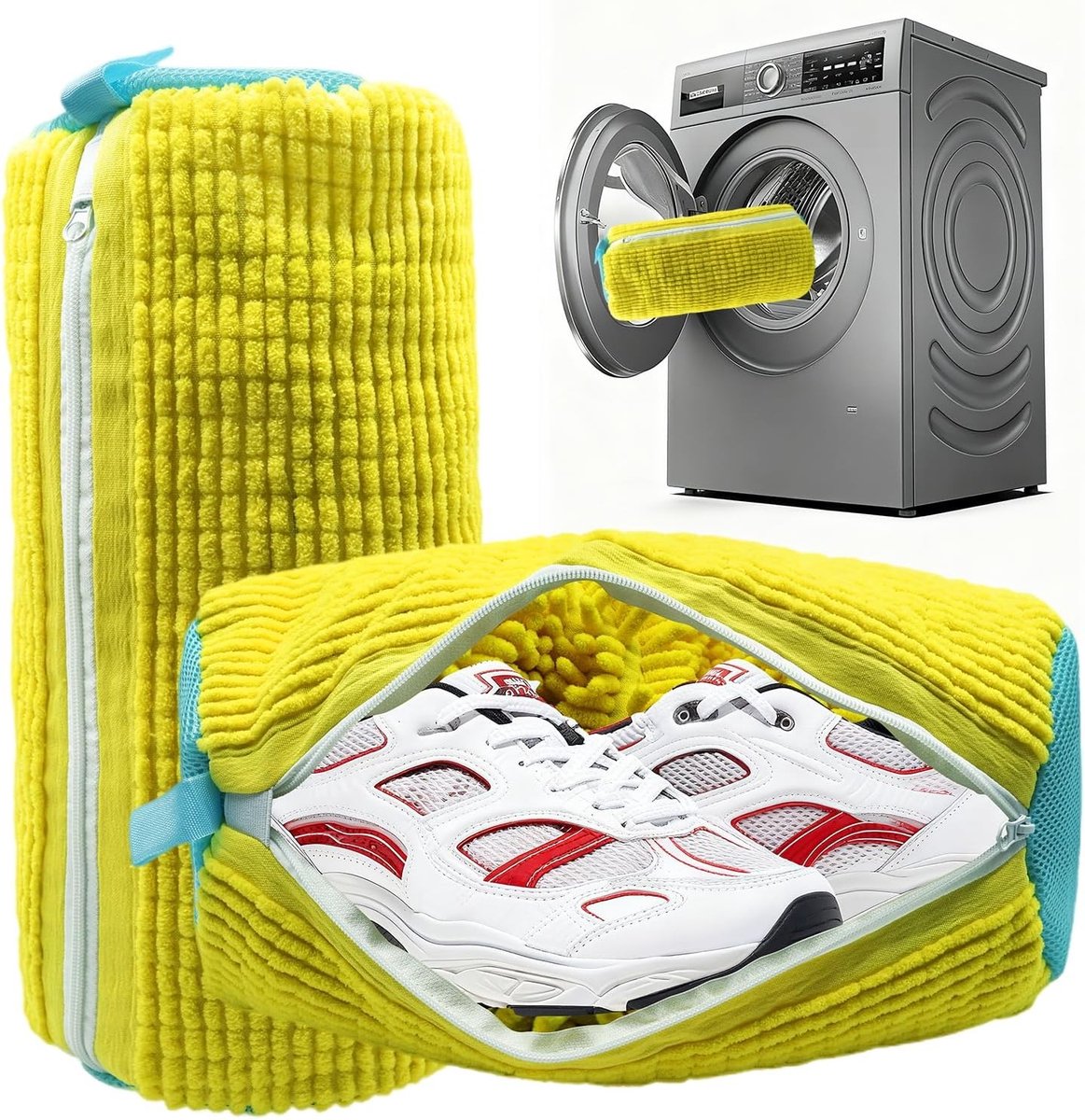 Waszakken voor Schoenen, 2 Stuks Duurzame Bescherming 360° voor Wasmachine en Droger, Herbruikbare Mesh Net met Veilige Rits voor Sneakers, Sportschoenen en Delicate Stoffen