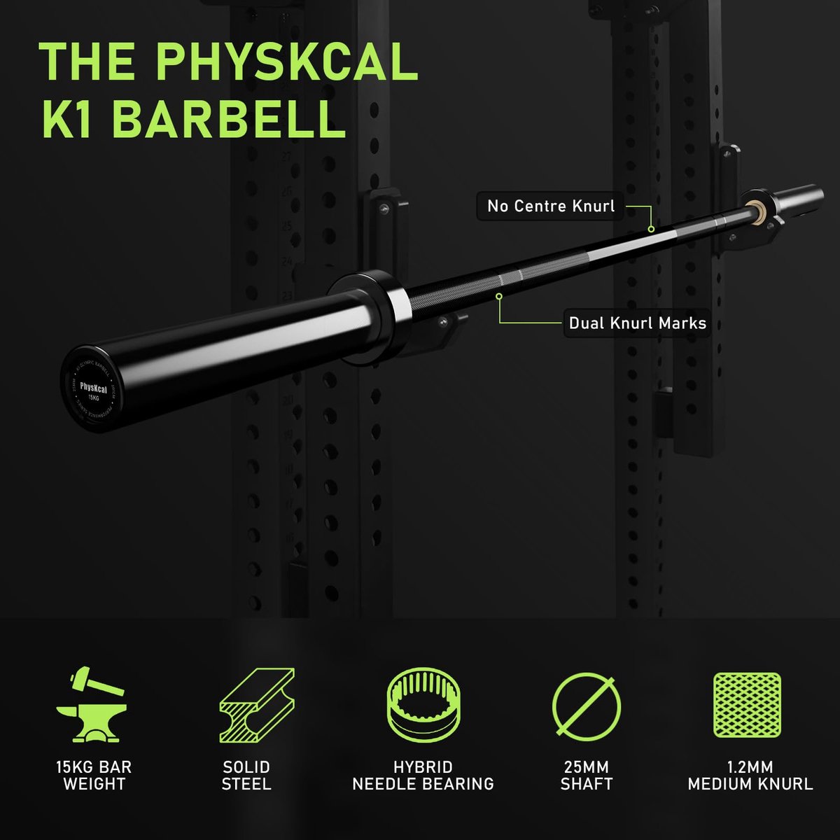 SnelShoppen - 201cm Barbell 15kg Halterstang - Staal - Voor Thuis Fitness, Krachttraining, Bodybuilding, Gewichtheffen, Sport, Gym